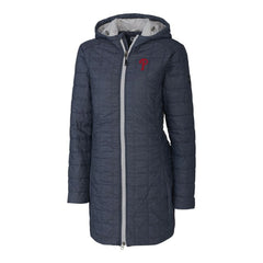 Philadelphia Phillies Cutter & Buck Women's Rainier Primaloft Eco Full-Zip Hoodie Long Coat Heathered Navy