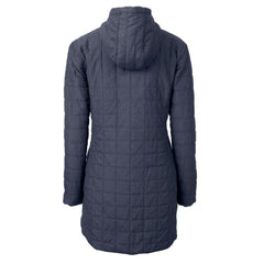New York Yankees Cutter & Buck Women's Rainier Primaloft Eco Full-Zip Hoodie Long Coat Heathered Navy