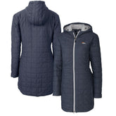 Denver Broncos Cutter & Buck Women's Rainier Primaloft Eco Hooded Long Lightweight Coat - Heather Navy online