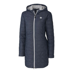 New York Giants Cutter & Buck Women's Rainier Primaloft Eco Hooded Long Lightweight Coat - Heather Navy sale