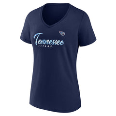 Tennessee Titans Women's Shine Time V-Neck T-Shirt - Navy discount