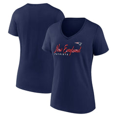 New England Patriots Women's Shine Time V-Neck T-Shirt - Navy discount