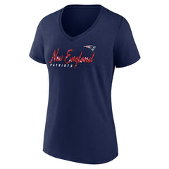 New England Patriots Women's Shine Time V-Neck T-Shirt - Navy discount