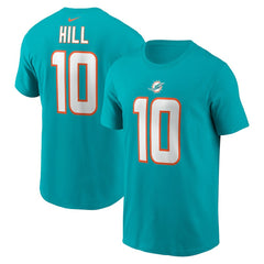Tyreek Hill Miami Dolphins Player Name & Number T-Shirt - Aqua on sale