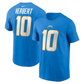 Justin Herbert Los Angeles Chargers Player Name & Number T-Shirt - Powder Blue discount