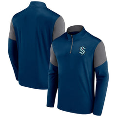 Seattle Kraken Fanatics Logo Quarter-Zip Top - Deep Sea Blue Tops