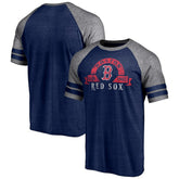 Boston Red Sox Utility Two-Stripe Raglan Tri-Blend T-Shirt Heather Navy