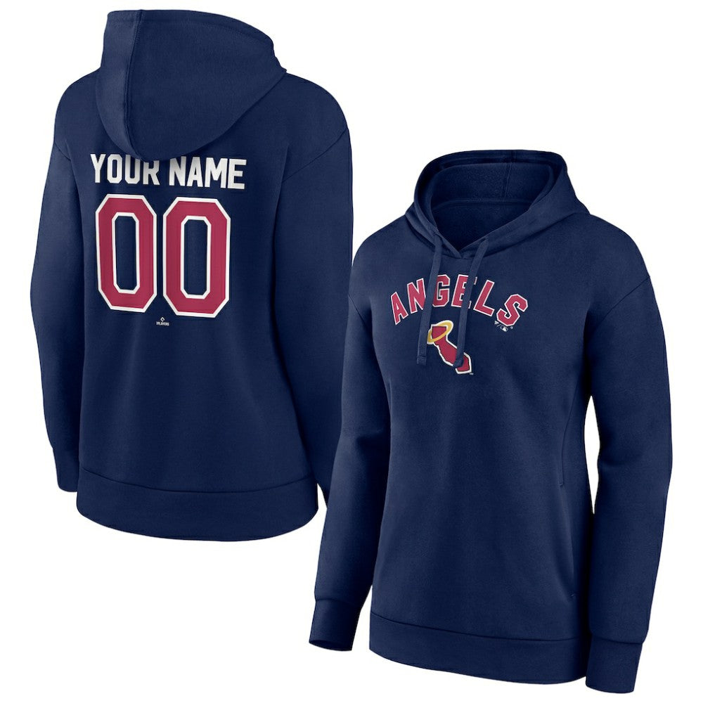 California Angels Women's Personalized Cooperstown Collection Winning Streak Pullover Hoodie Navy