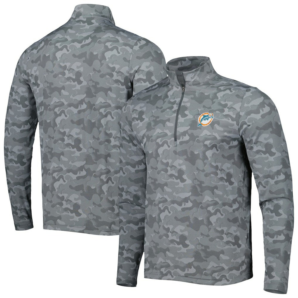 Miami Dolphins Antigua Brigade Throwback Quarter-Zip Top - Gray cheap