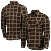 Cleveland Browns Antigua Industry Flannel Button-Up Shirt Jacket - Brown for sale
