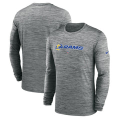 Los Angeles Rams Sideline Team Velocity Performance Long Sleeve T-Shirt - Heather Gray cheap