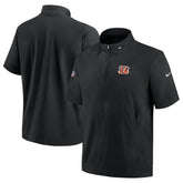 Cincinnati Bengals Sideline Coach Short Sleeve Hoodie Quarter-Zip Jacket - Black online