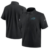 Carolina Panthers Sideline Coach Short Sleeve Hoodie Quarter-Zip Jacket - Black for sale