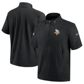 Minnesota Vikings Sideline Coach Short Sleeve Hoodie Quarter-Zip Jacket - Black online