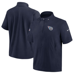 Tennessee Titans Sideline Coach Short Sleeve Hoodie Quarter-Zip Jacket - Navy outlet