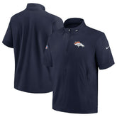 Denver Broncos Sideline Coach Short Sleeve Hoodie Quarter-Zip Jacket - Navy outlet