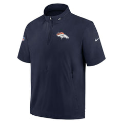 Denver Broncos Sideline Coach Short Sleeve Hoodie Quarter-Zip Jacket - Navy outlet