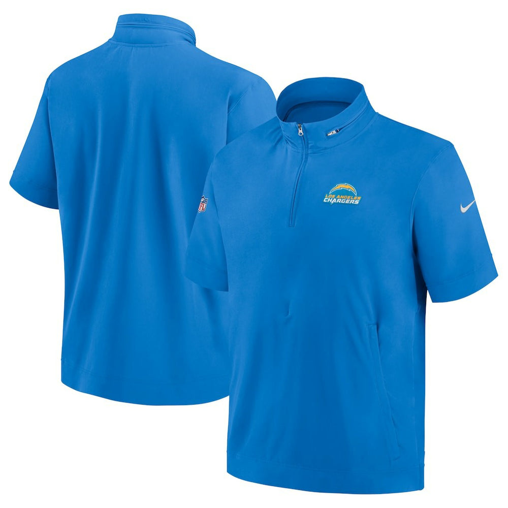 Los Angeles Chargers Sideline Coach Short Sleeve Hoodie Quarter-Zip Jacket - Powder Blue cheap