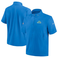 Los Angeles Chargers Sideline Coach Short Sleeve Hoodie Quarter-Zip Jacket - Powder Blue cheap