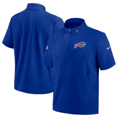 Buffalo Bills Sideline Coach Short Sleeve Hoodie Quarter-Zip Jacket - Royal on sale
