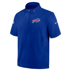 Buffalo Bills Sideline Coach Short Sleeve Hoodie Quarter-Zip Jacket - Royal on sale