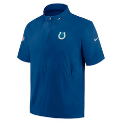 Indianapolis Colts Sideline Coach Short Sleeve Hoodie Quarter-Zip Jacket - Royal sale