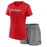 Washington Capitals Fanatics Women's Script T-Shirt & Shorts Set - Red/Heather Gray Shorts