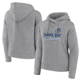 Tampa Bay Lightning Fanatics Women's Script Favorite Pullover Hoodie - Heather Gray Hoodies