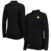 Houston Astros Levelwear Women's Verse Asymmetrical Raglan Tri-Blend Quarter-Zip Jacket Black