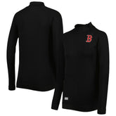 Boston Red Sox Levelwear Women's Verse Asymmetrical Raglan Tri-Blend Quarter-Zip Jacket Black