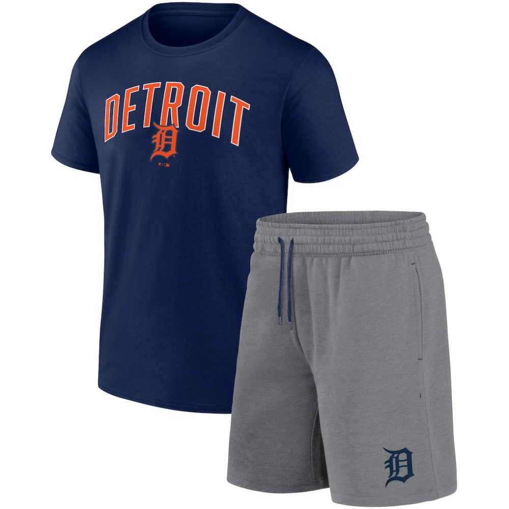 Detroit Tigers Arch T-Shirt & Shorts Combo Set Navy/Heather Gray
