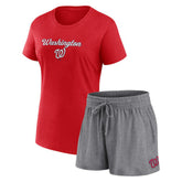 Washington Nationals Women's Script T-Shirt & Shorts Combo Set Red/Gray