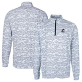 Miami Marlins Cutter & Buck Big & Tall Traverse Camo Print Stretch Quarter-Zip Pullover Top Charcoal