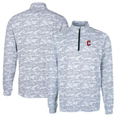 Cleveland Guardians Cutter & Buck Big & Tall Traverse Camo Print Stretch Quarter-Zip Pullover Top Charcoal