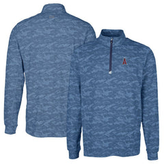 Los Angeles Angels Cutter & Buck Big & Tall Traverse Camo Print Stretch Quarter-Zip Pullover Top Navy