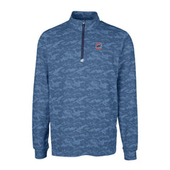 Chicago Cubs Cutter & Buck Big & Tall Traverse Camo Print Stretch Quarter-Zip Pullover Top Navy
