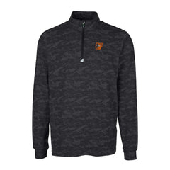 Baltimore Orioles Cutter & Buck Traverse Camo Print Stretch Quarter-Zip Pullover Top Black