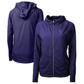 Colorado Rockies Cutter & Buck Women's Adapt Eco Knit Hybrid Recycled Full-Zip Hoodie Purple