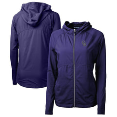Colorado Rockies Cutter & Buck Women's Adapt Eco Knit Hybrid Recycled Full-Zip Hoodie Purple