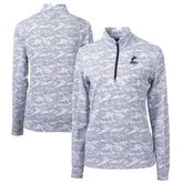 Miami Marlins Cutter & Buck Women's Traverse Camo Print Stretch Quarter-Zip Pullover Top Charcoal