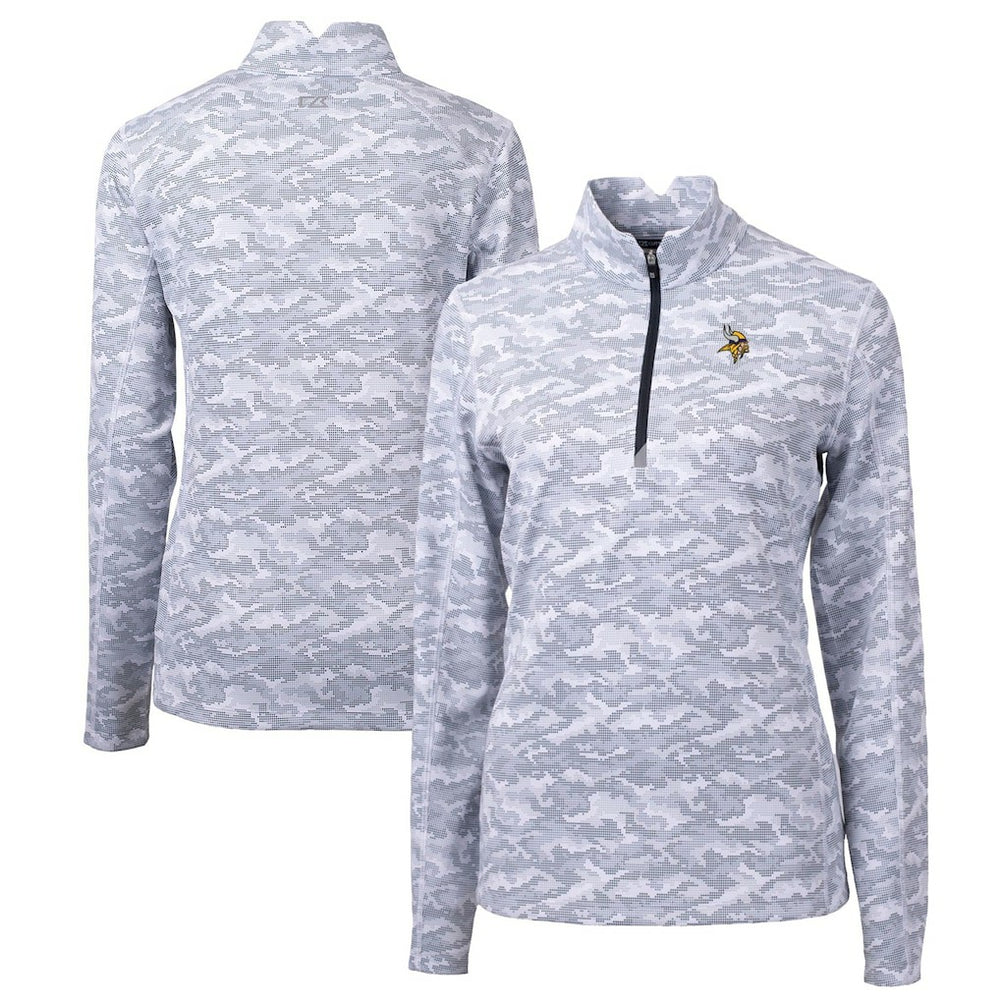 Minnesota Vikings Cutter & Buck Women's Traverse Camo Print Stretch Quarter-Zip Pullover Top - Charcoal online
