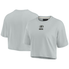 Green Bay Packers Women's Elements Super Soft Boxy Cropped T-Shirt - Gray outlet