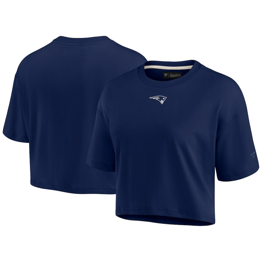 New England Patriots Women's Elements Super Soft Boxy Cropped T-Shirt - Navy cheap