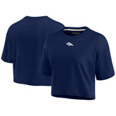 Denver Broncos Women's Elements Super Soft Boxy Cropped T-Shirt - Navy sale