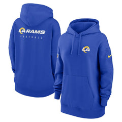 Los Angeles Rams Women's 2023 Sideline Club Fleece Pullover Hoodie - Royal for sale