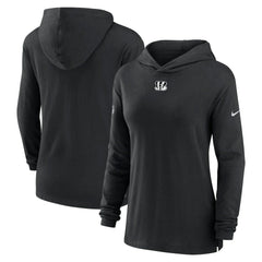 Cincinnati Bengals Women's Sideline Performance Long Sleeve Hoodie T-Shirt - Black sale
