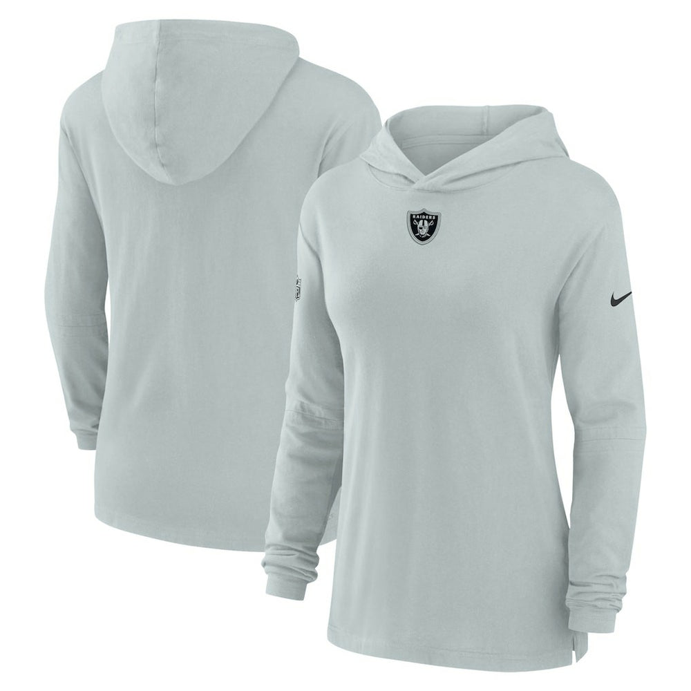 Las Vegas Raiders Women's Sideline Performance Long Sleeve Hoodie T-Shirt - Silver on sale