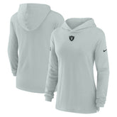 Las Vegas Raiders Women's Sideline Performance Long Sleeve Hoodie T-Shirt - Silver on sale