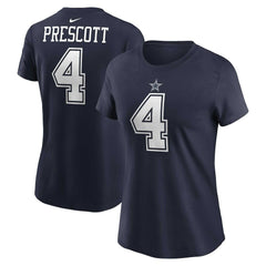 Dak Prescott Dallas Cowboys Women's Player Name & Number T-Shirt - Navy on sale