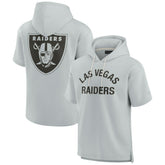 Las Vegas Raiders Unisex Elements Super Soft Fleece Short Sleeve Pullover Hoodie - Gray discount